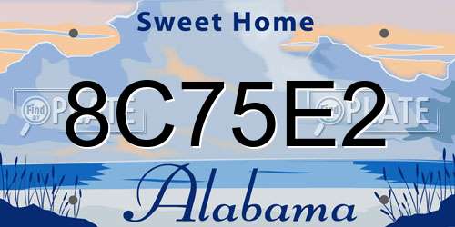 8C75E2 Alabama License Plate