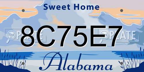 8C75E7 Alabama License Plate