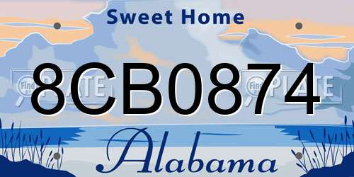 8CB0874 Alabama License Plate