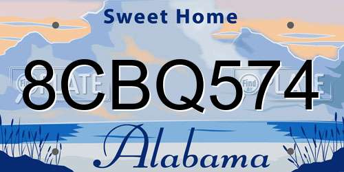 8CBQ574 Alabama License Plate