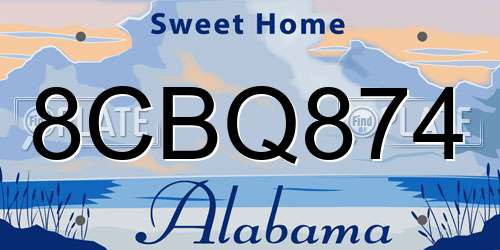 8CBQ874 Alabama License Plate