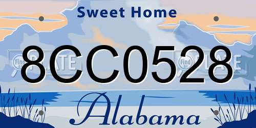 8CC0528 Alabama License Plate