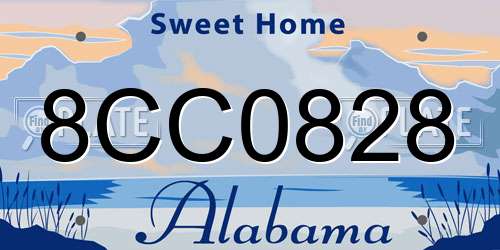8CC0828 Alabama License Plate