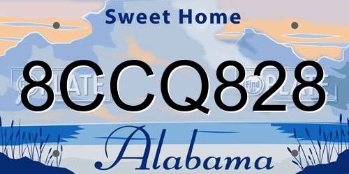 8CCQ828 Alabama License Plate