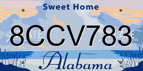 8CCV783 Alabama License Plate