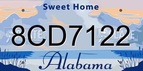 8CD7122 Alabama License Plate