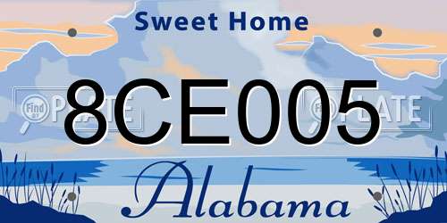 8CE005 Alabama License Plate