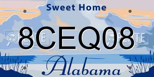 8CEQ08 Alabama License Plate