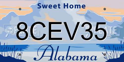 8CEV35 Alabama License Plate