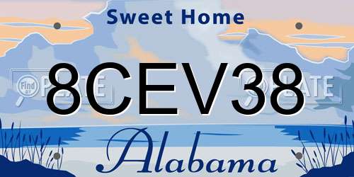 8CEV38 Alabama License Plate