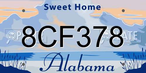 8CF378 Alabama License Plate
