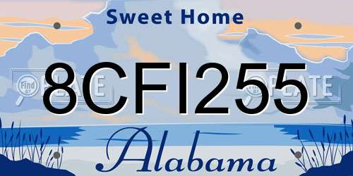 8CFI255 Alabama License Plate