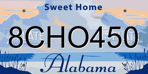 8CHO450 Alabama License Plate