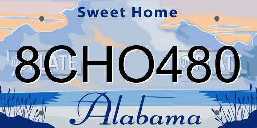 8CHO480 Alabama License Plate