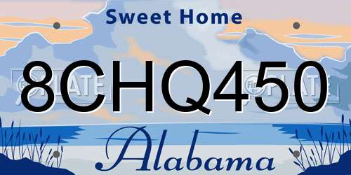 8CHQ450 Alabama License Plate