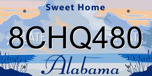 8CHQ480 Alabama License Plate