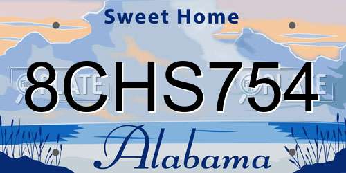 8CHS754 Alabama License Plate