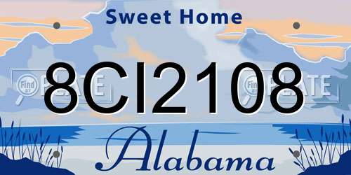 8CI2108 Alabama License Plate
