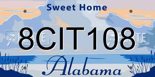 8CIT108 Alabama License Plate