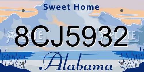 8CJ5932 Alabama License Plate