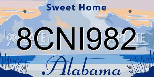 8CNI982 Alabama License Plate