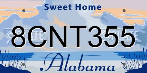 8CNT355 Alabama License Plate