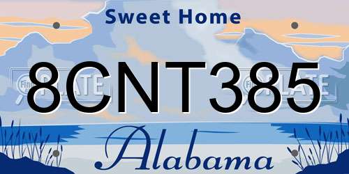8CNT385 Alabama License Plate