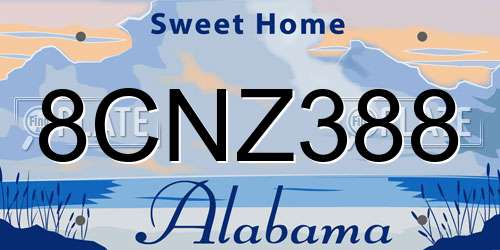 8CNZ388 Alabama License Plate