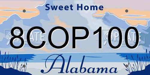 8COP100 Alabama License Plate