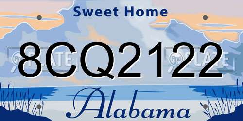 8CQ2122 Alabama License Plate