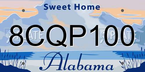 8CQP100 Alabama License Plate