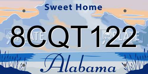 8CQT122 Alabama License Plate