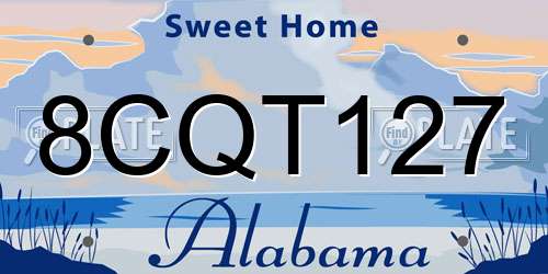 8CQT127 Alabama License Plate