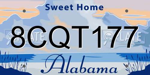 8CQT177 Alabama License Plate