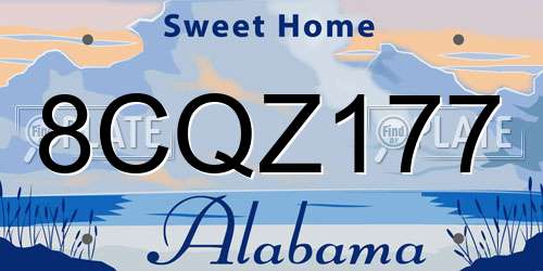 8CQZ177 Alabama License Plate