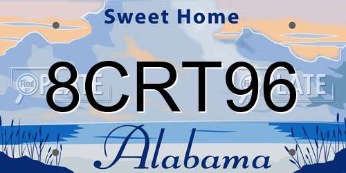 8CRT96 Alabama License Plate