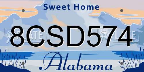 8CSD574 Alabama License Plate