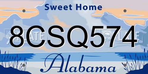8CSQ574 Alabama License Plate