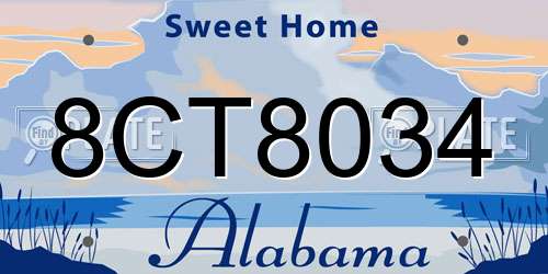 8CT8034 Alabama License Plate