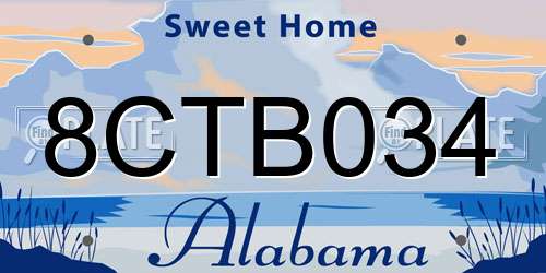 8CTB034 Alabama License Plate