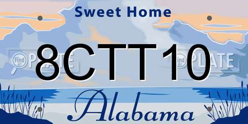 8CTT10 Alabama License Plate