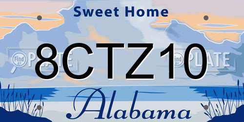 8CTZ10 Alabama License Plate