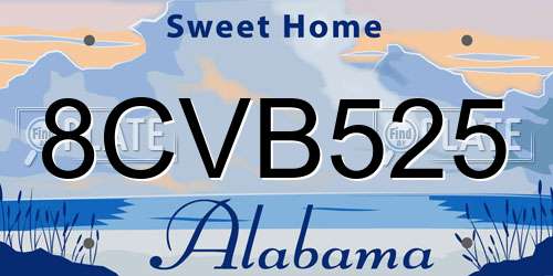 8CVB525 Alabama License Plate