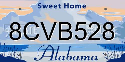 8CVB528 Alabama License Plate