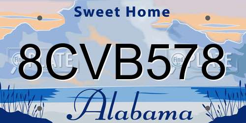 8CVB578 Alabama License Plate