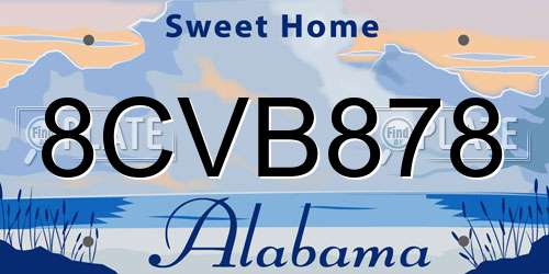 8CVB878 Alabama License Plate