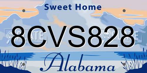 8CVS828 Alabama License Plate