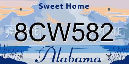 8CW582 Alabama License Plate