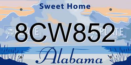 8CW852 Alabama License Plate
