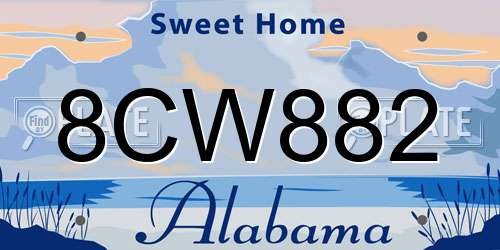 8CW882 Alabama License Plate